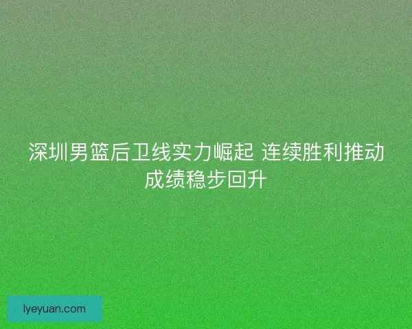 深圳男篮后卫线实力崛起 连续胜利推动成绩稳步回升