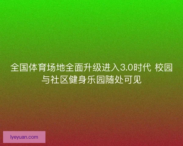全国体育场地全面升级进入3.0时代 校园与社区健身乐园随处可见