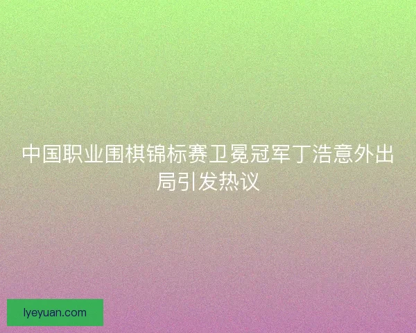 中国职业围棋锦标赛卫冕冠军丁浩意外出局引发热议 中国职业围棋锦标赛卫冕冠军丁浩意外出局引发热议